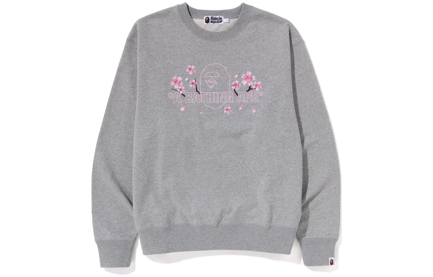 

BAPE Sakura свободный крой круглый вырез SS23 A Bathing Ape, серый