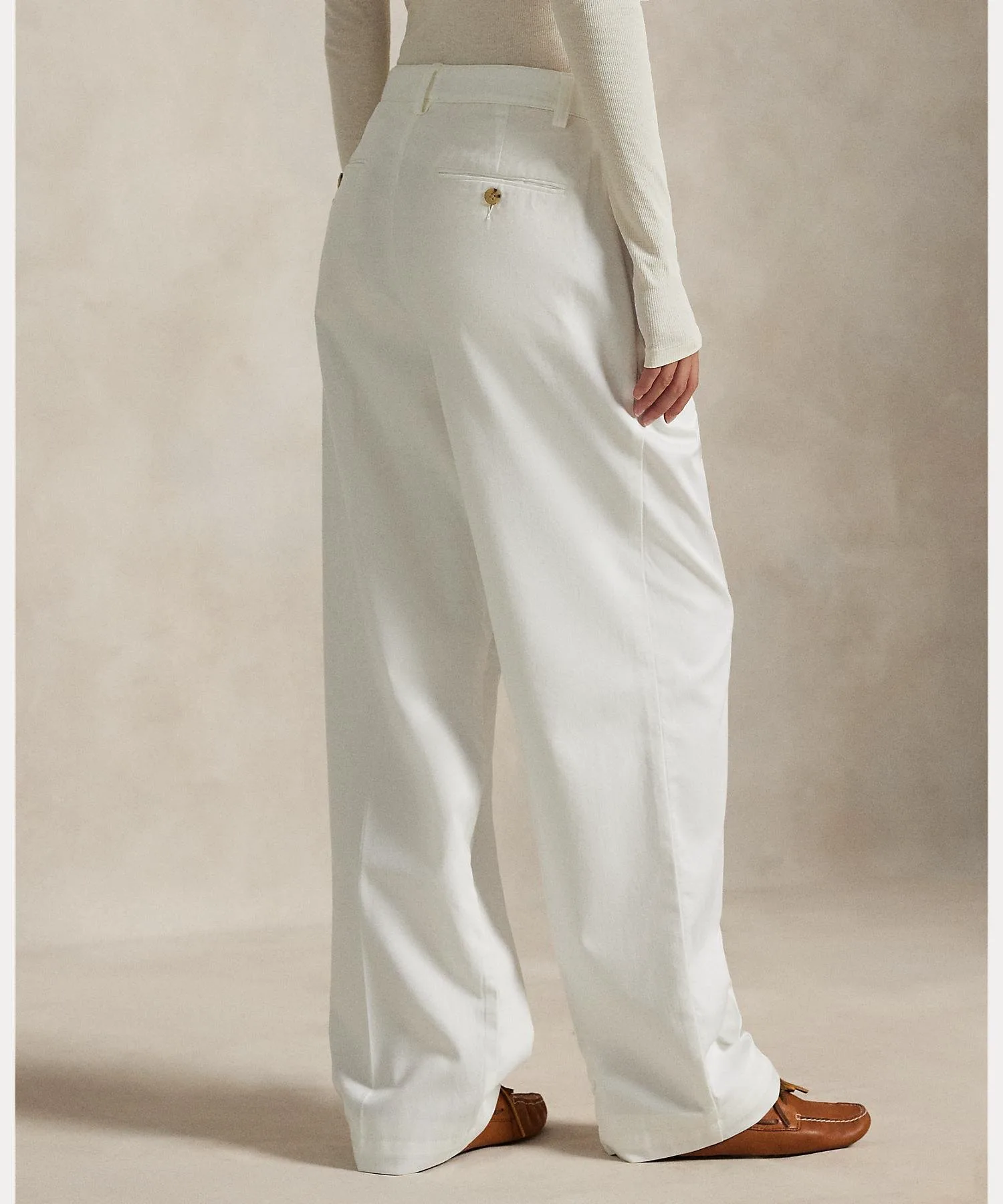 Свободные брюки из хлопковой смеси с плиссировкой Polo Ralph Lauren, цвет 100 White — фото 2