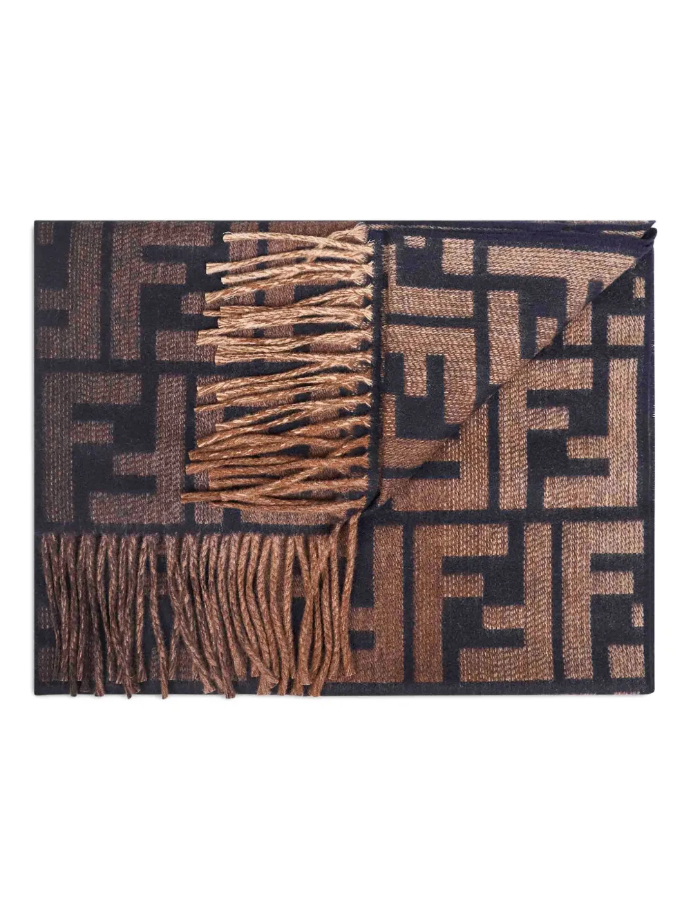 Жаккардовый шарф с градиентом FENDI, коричневый — фото 2