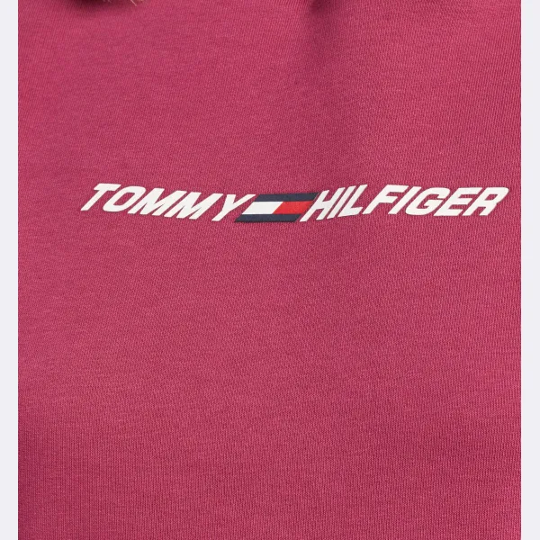 Укороченная толстовка с графическим рисунком Tommy Hilfiger, бургунди — фото 4