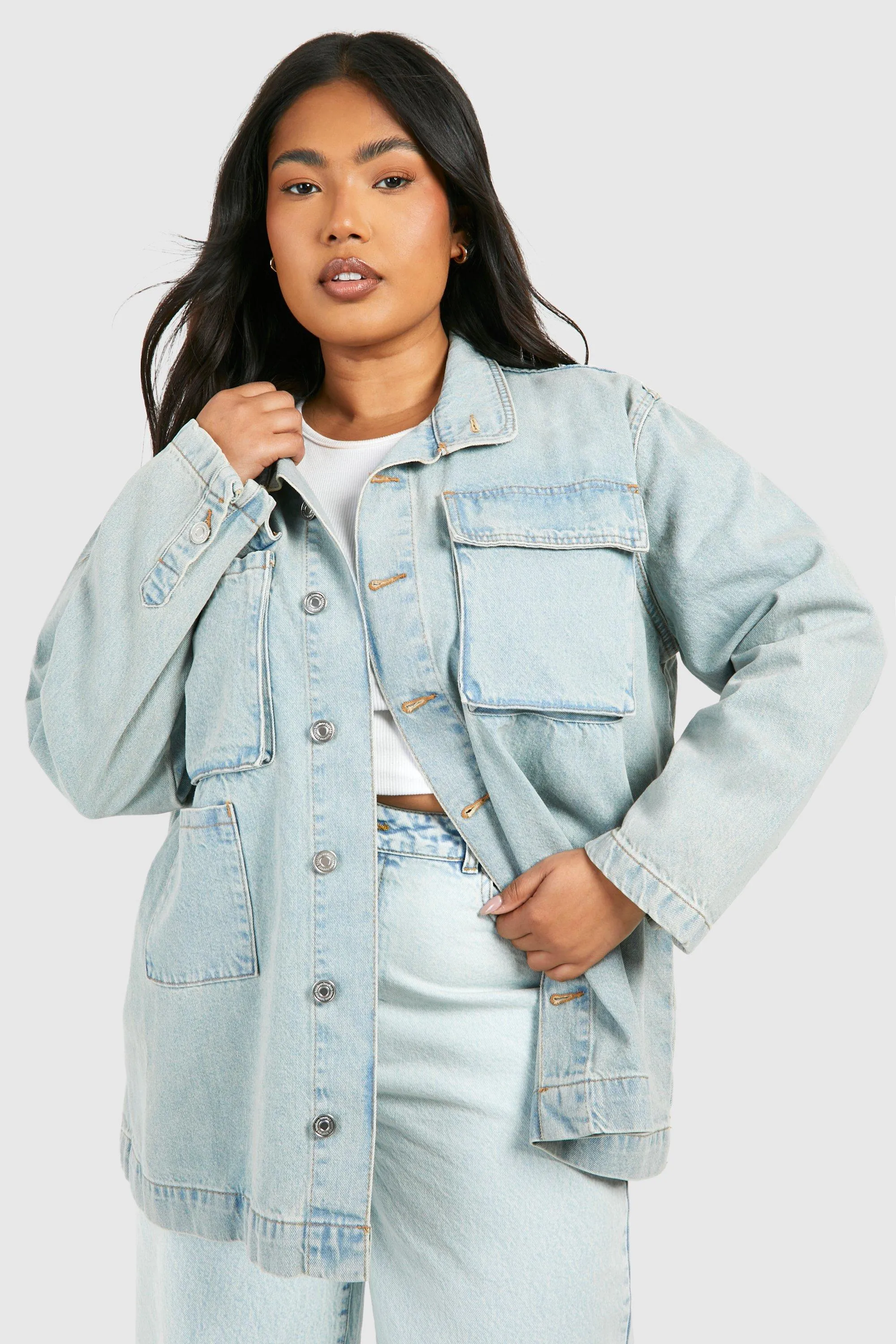 

Большая карманная куртка Plus boohoo, синий