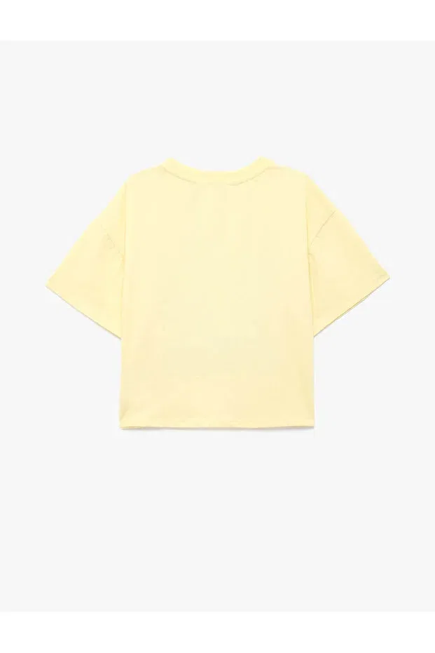 Детская футболка для девочек с принтом Licensed Stitch Printed Koton, Yellow — фото 2