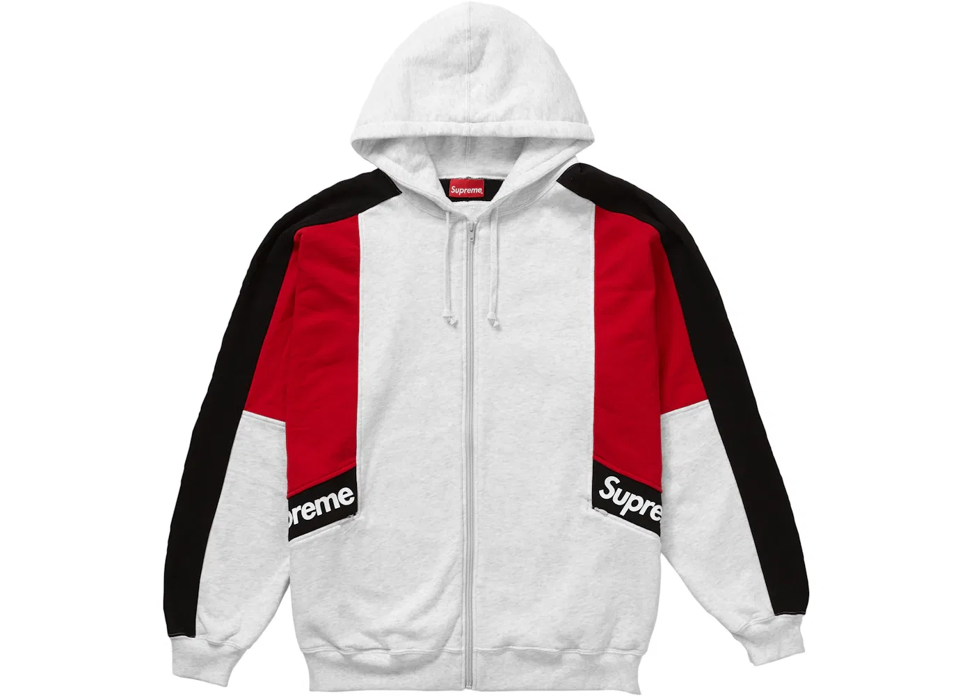 Мужская худи на молнии Color Blocked Zip Up Hooded Sweatshirt Supreme, Ash Grey