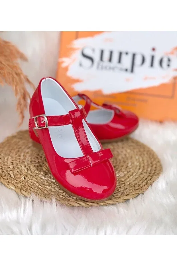 Детские балетки для девочек с бантом Surpie Shoes, Red
