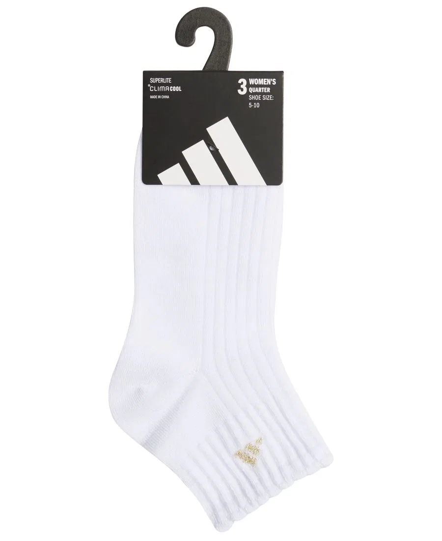 Спортивные носки с рифленой вязкой, 3 пары adidas, White/Gold Metallic/Rose Gold — фото 2