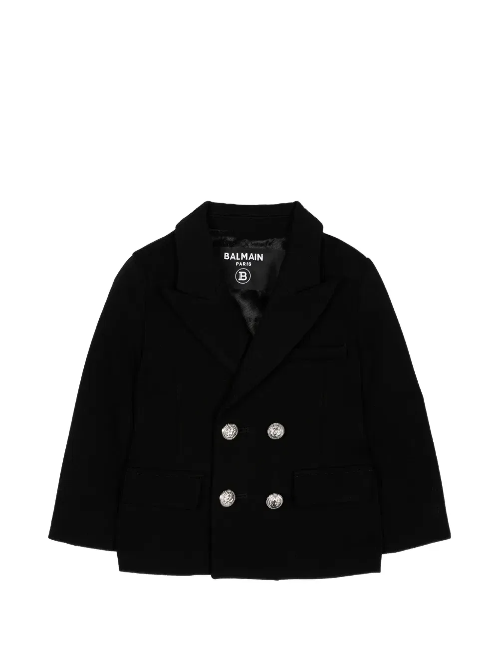 Двубортный блейзер Balmain Kids, черный