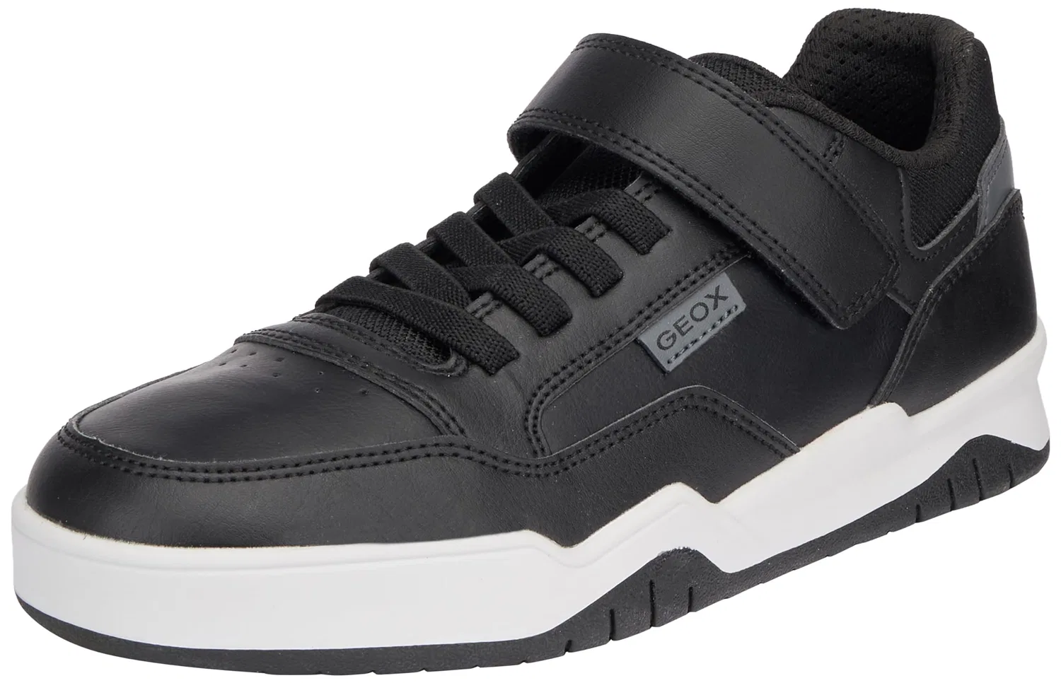Детские кроссовки для мальчиков на липучке J Perth Boy E Geox, Black Dk Grey