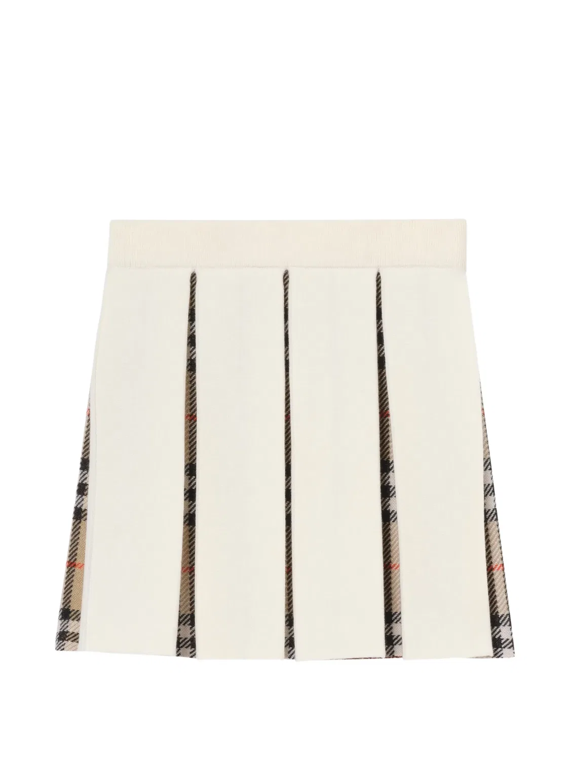 Плиссированная шерстяная юбка в клетку Burberry, нейтральные