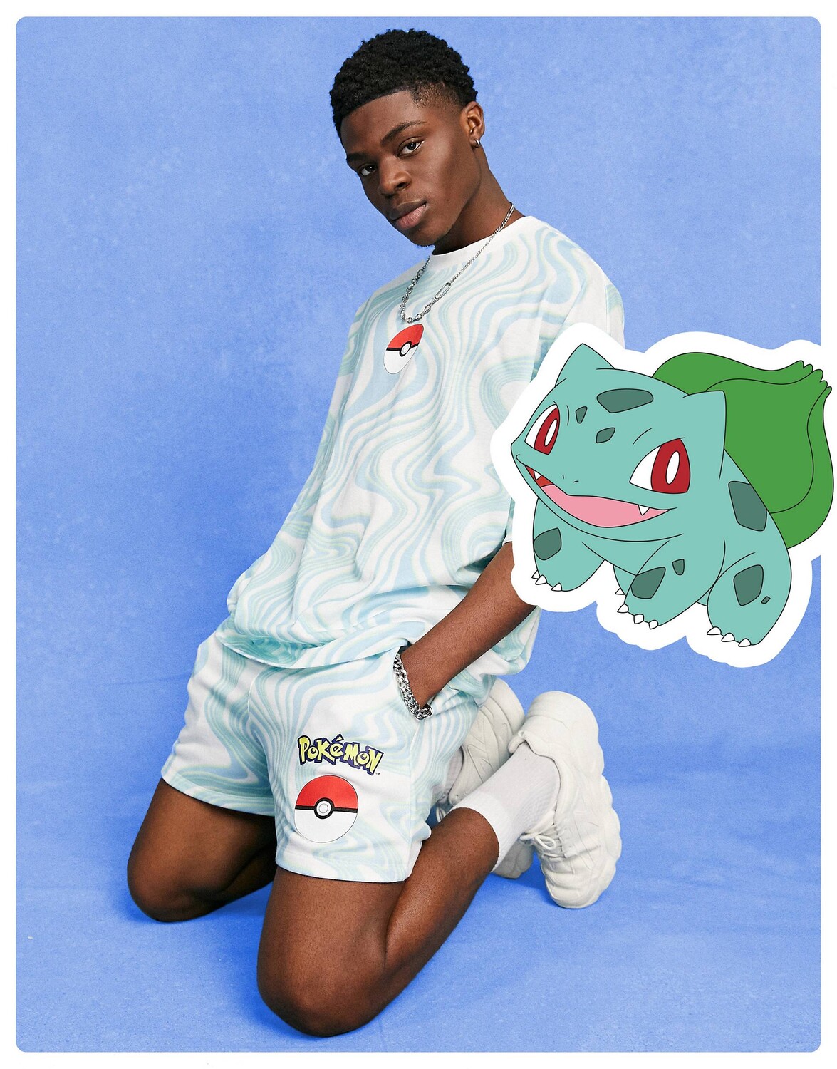 

Синие шорты с принтом в виде покемонов ASOS DESIGN