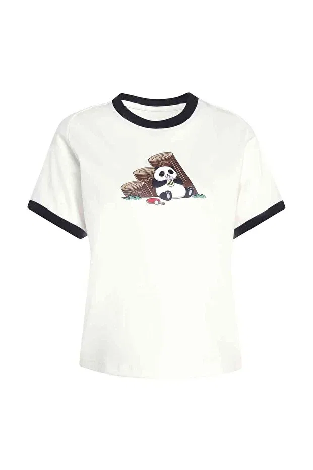 Женская хлопковая футболка-поло с принтом Panda t Adidas, White — фото 4