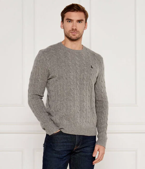 Мужской пуловер из шерсти Slim Fit Polo Ralph Lauren, серый