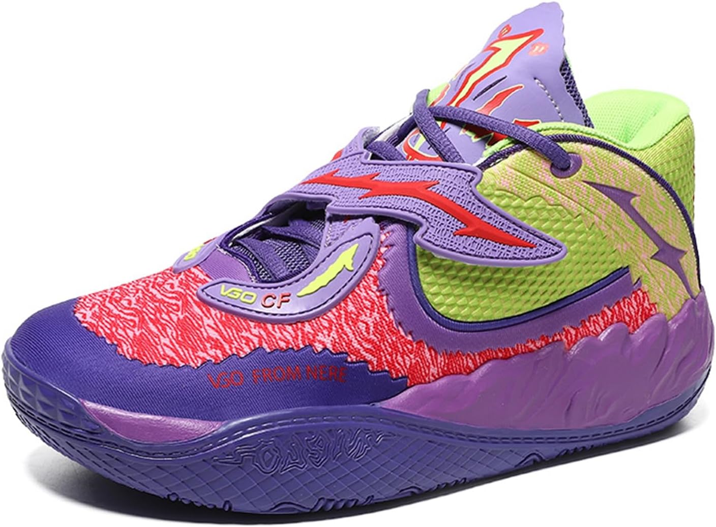 

Мужские стильные кроссовки для баскетбола с граффити, противоскользящие, с амортизацией, дышащие, с сетчатым верхом, на шнуровке, повседневные спортивные туфли, подходят для занятий спортом на улице, бега и прогулок Qaoterod, фиолетовый