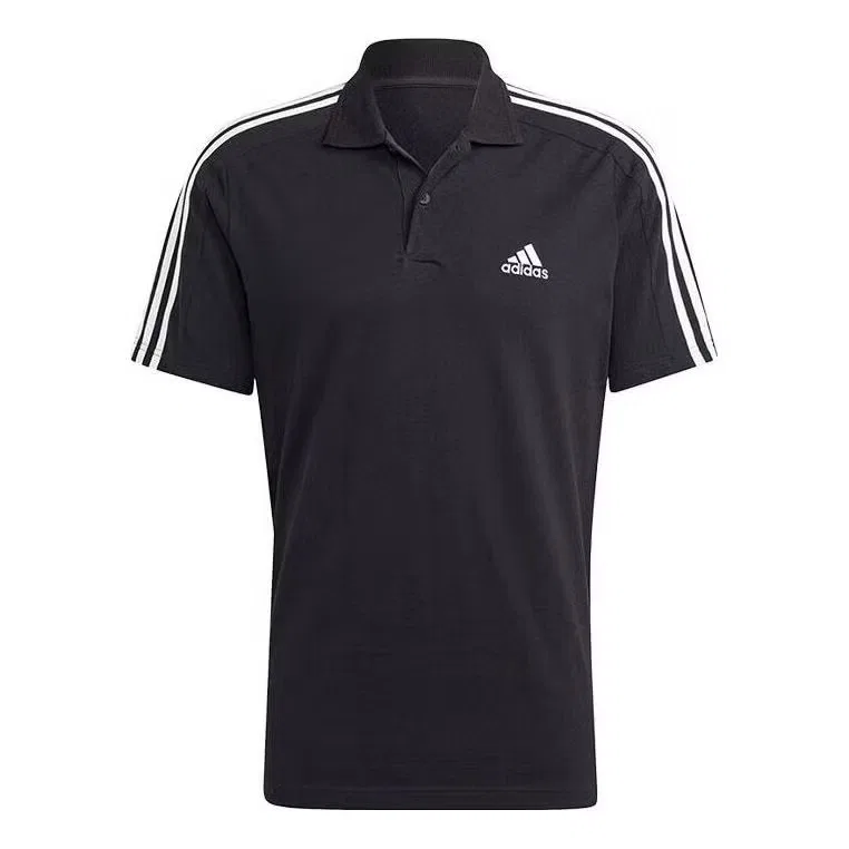 Поло с коротким рукавом Essentials Piqu Embroidered Small Logo 3-Stripes Adidas, черный