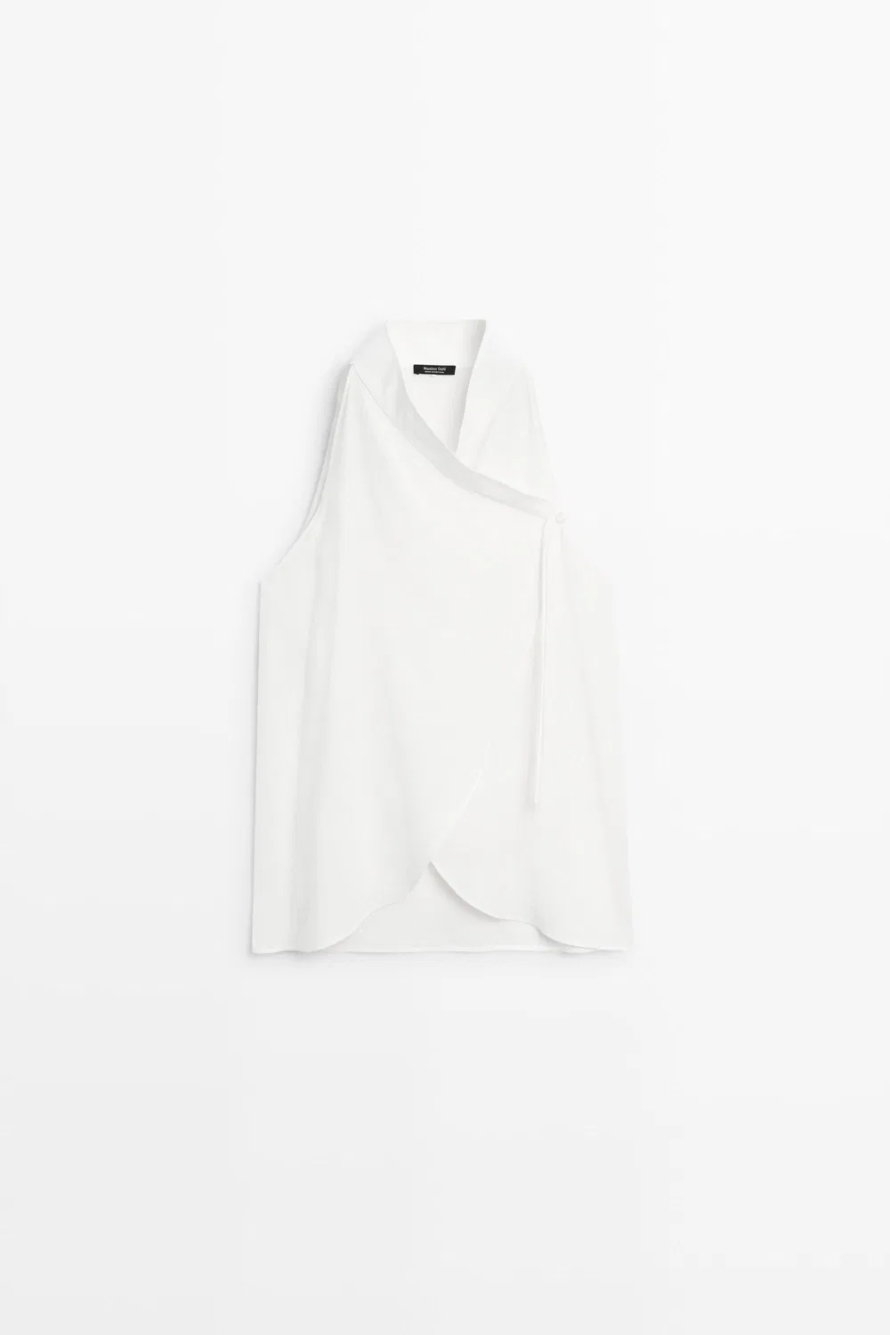 Топ Massimo Dutti Flowing Linen Halter Crossover, белый — фото 2