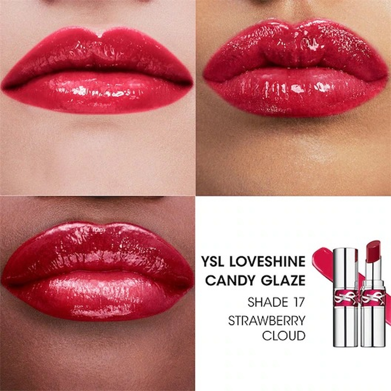 Блеск для губ Yves Saint Laurent Loveshine Candy Glaze, 17 - Strawberry Cloud, 3,2 г — фото 3
