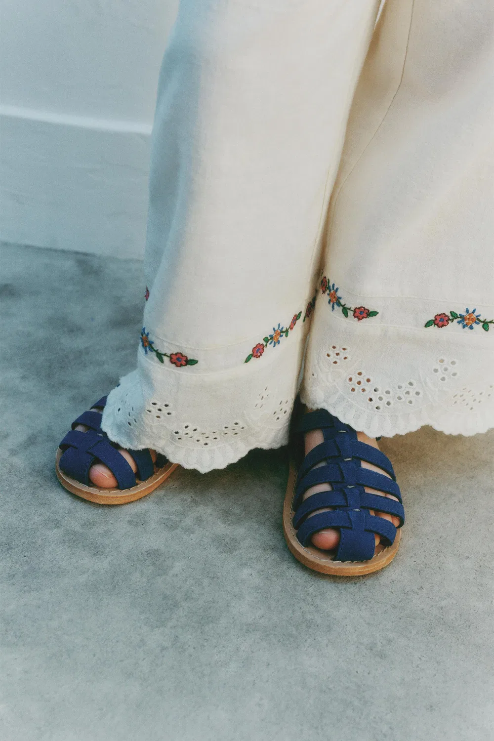 Кожаные сандалии с ремешком ZARA, Blue