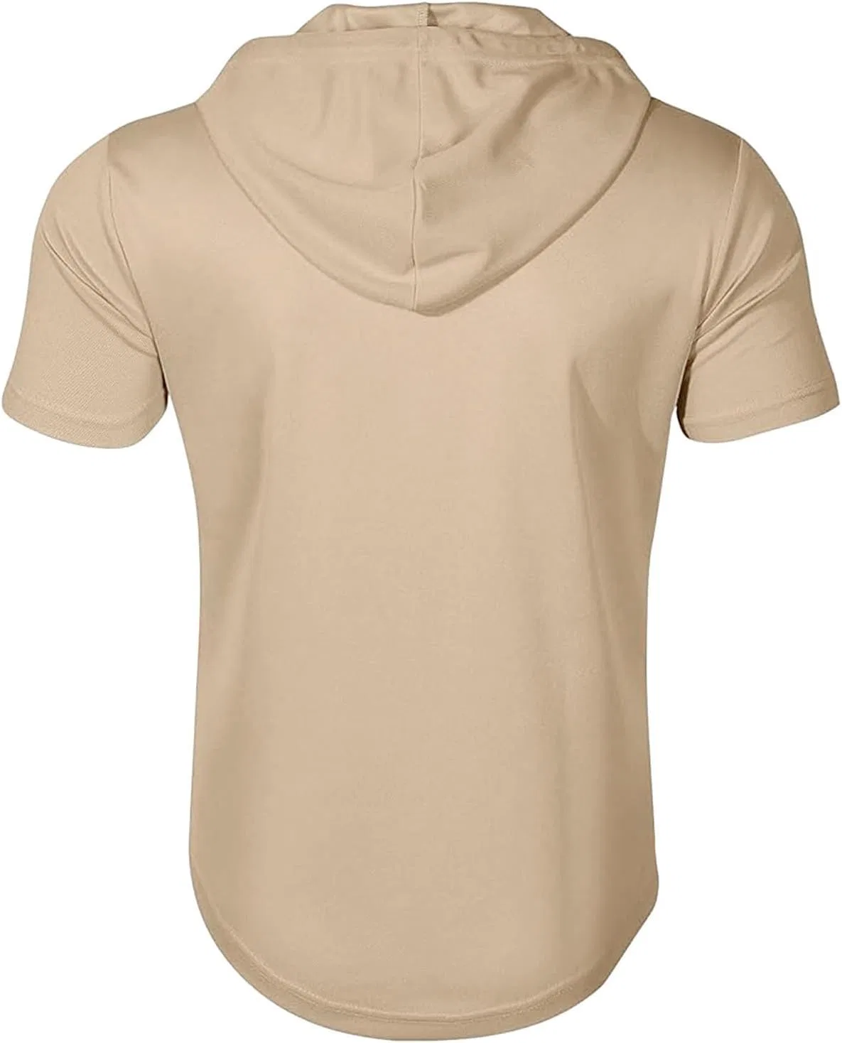 Мужская спортивная футболка с капюшоном и карманом, Khaki — фото 4