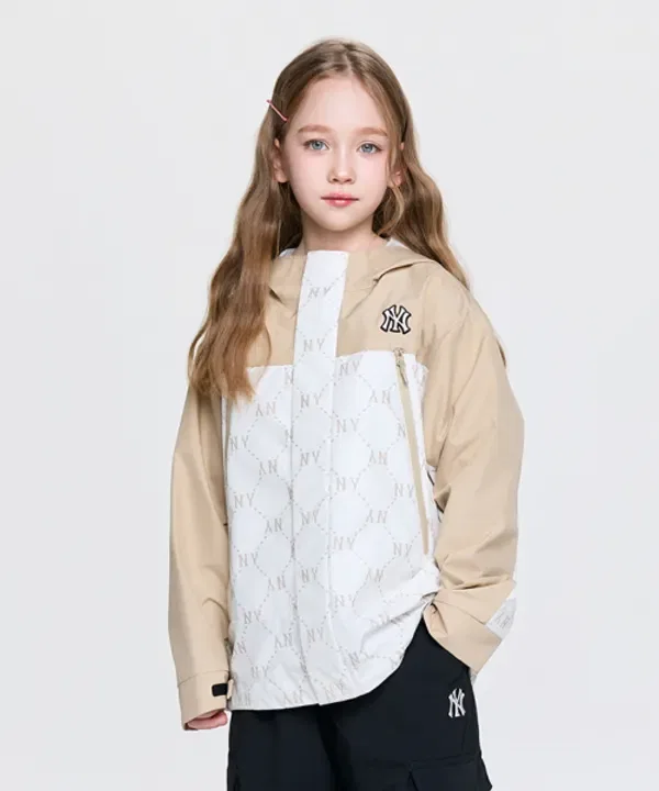 Ветровка 3-слойная с монограммой, Outdoor Dia, Mlb Kids, бежевый — фото 3