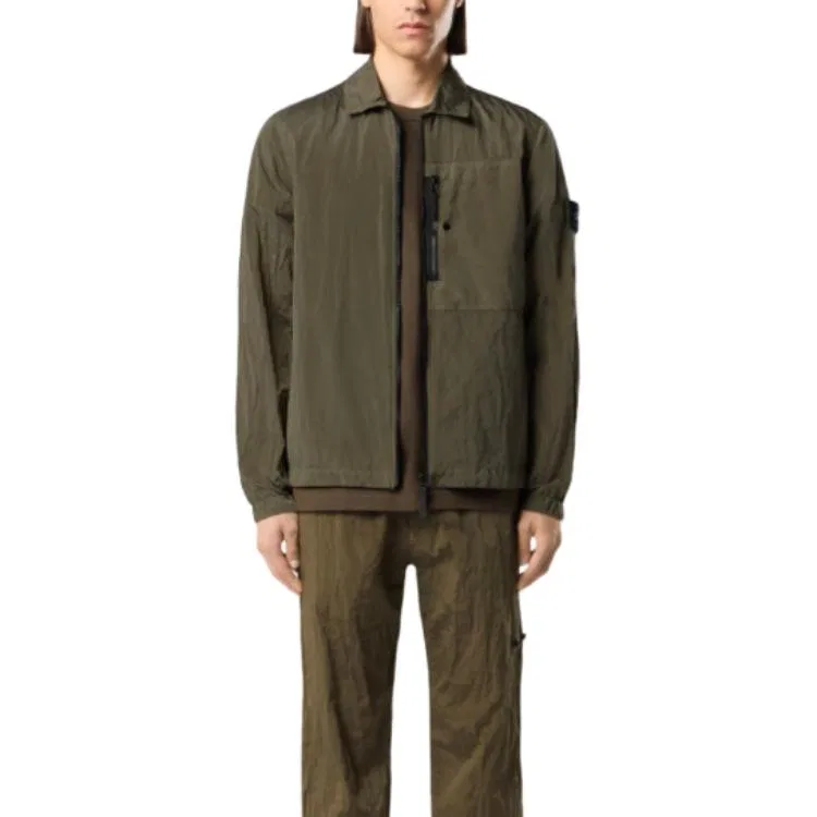 Мужская куртка с лацканами Stone Island, Army Green — фото 4