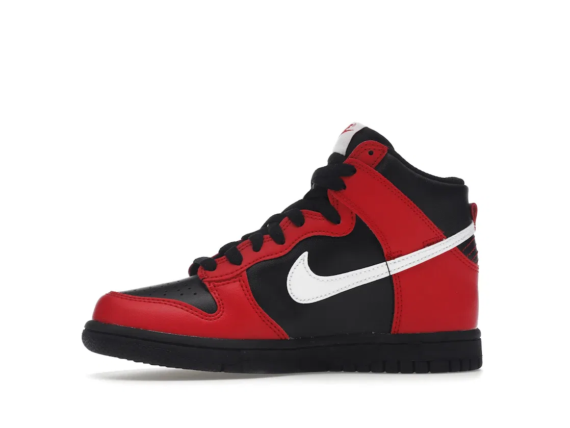 Детские кроссовки для повседневной носки с принтом Nike Dunk High Nike, Black/Red/White — фото 3