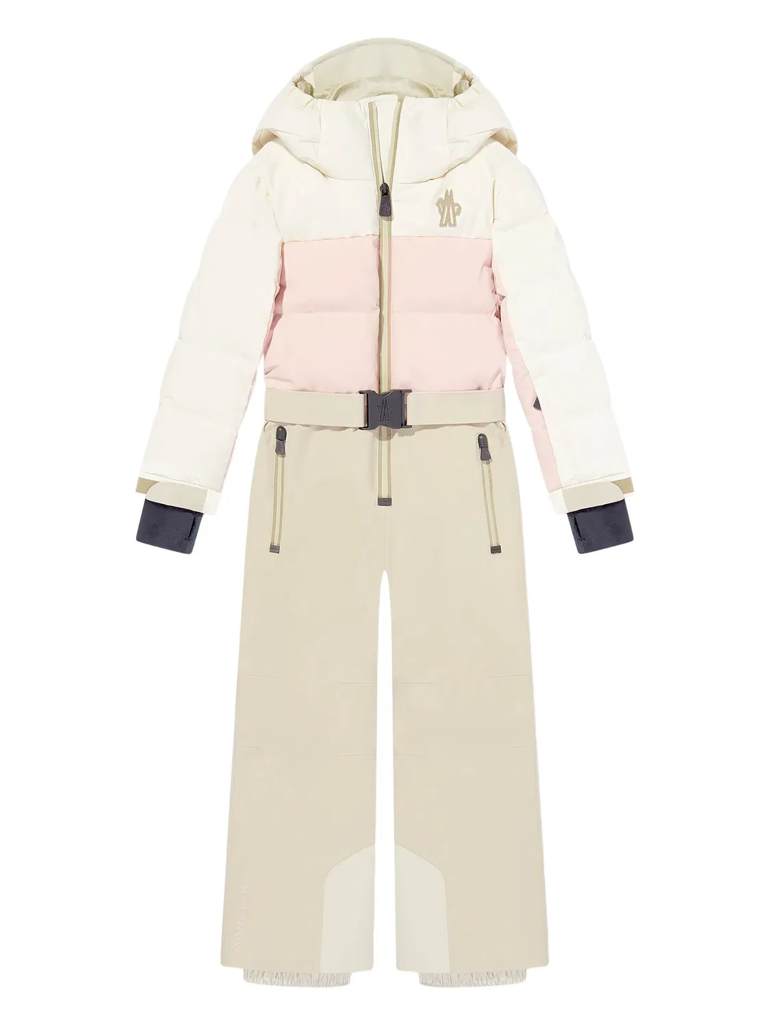 Панелированный лыжный комбинезон с поясом MONCLER GRENOBLE, нейтральные