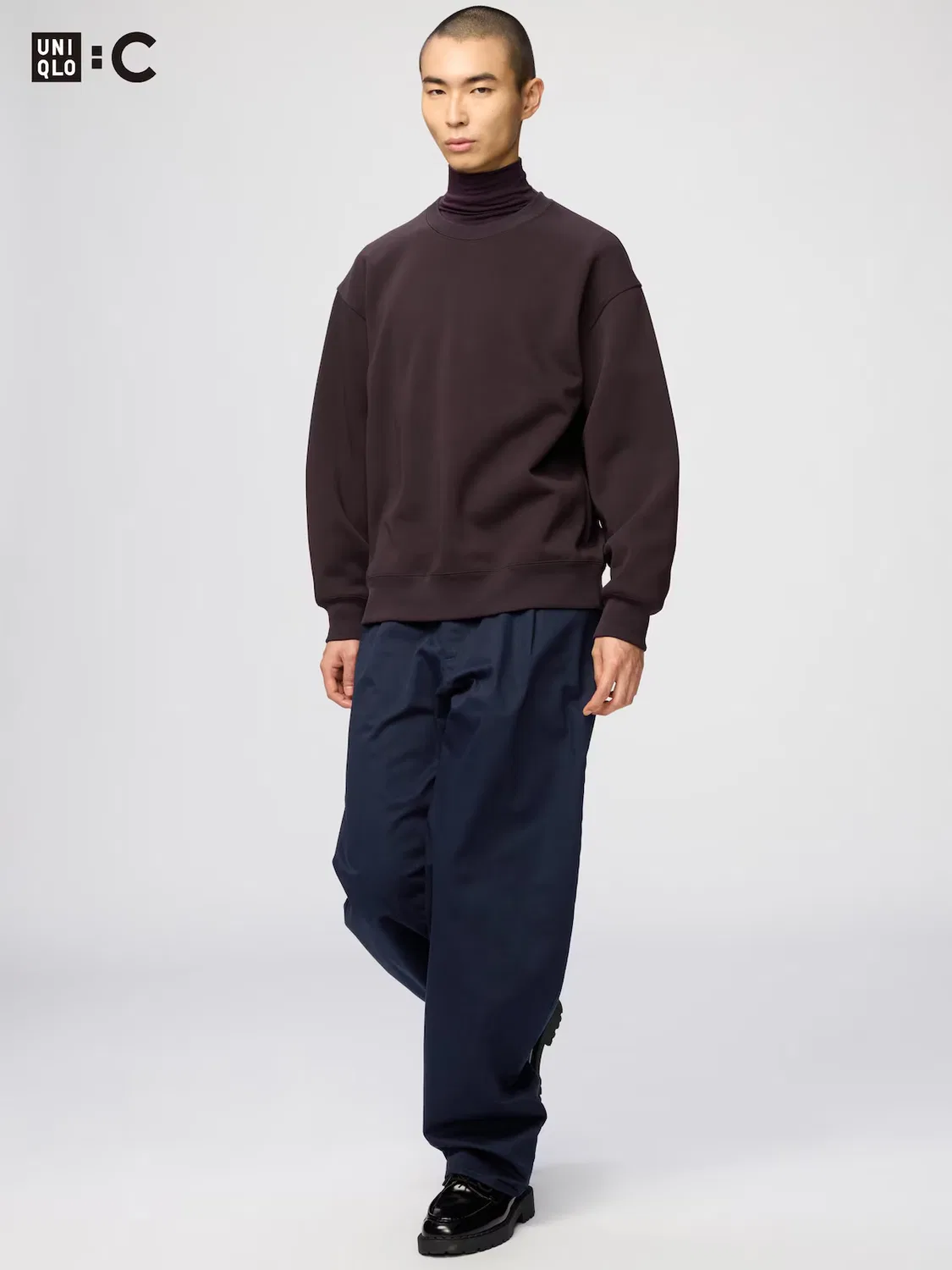 Брюки Uniqlo Бочонки, длинные, темно-синий