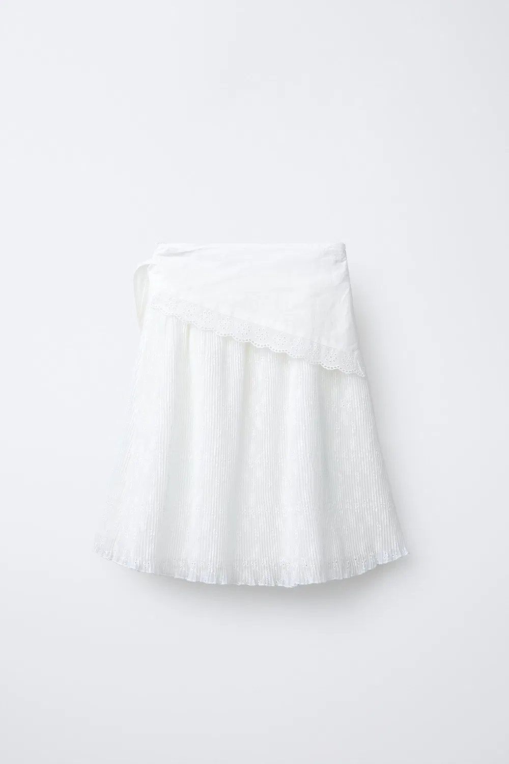 Плиссированная юбка миди с шарфом ZARA, White — фото 2