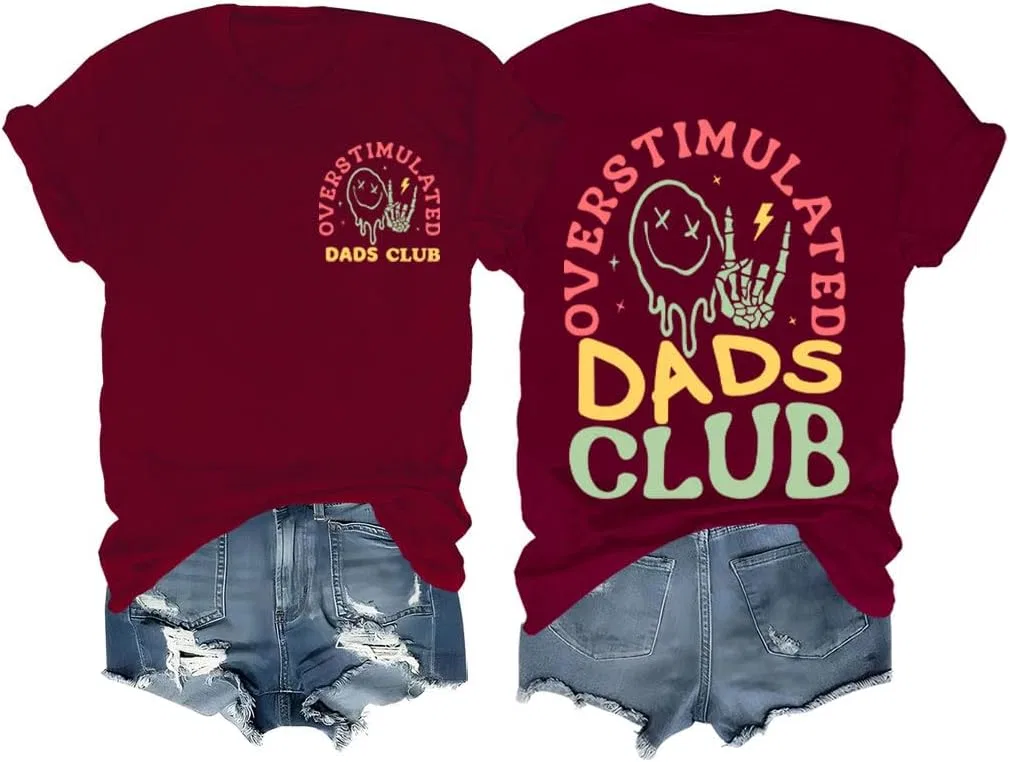 Футболка с принтом Overstimulated Dads Club, Claret