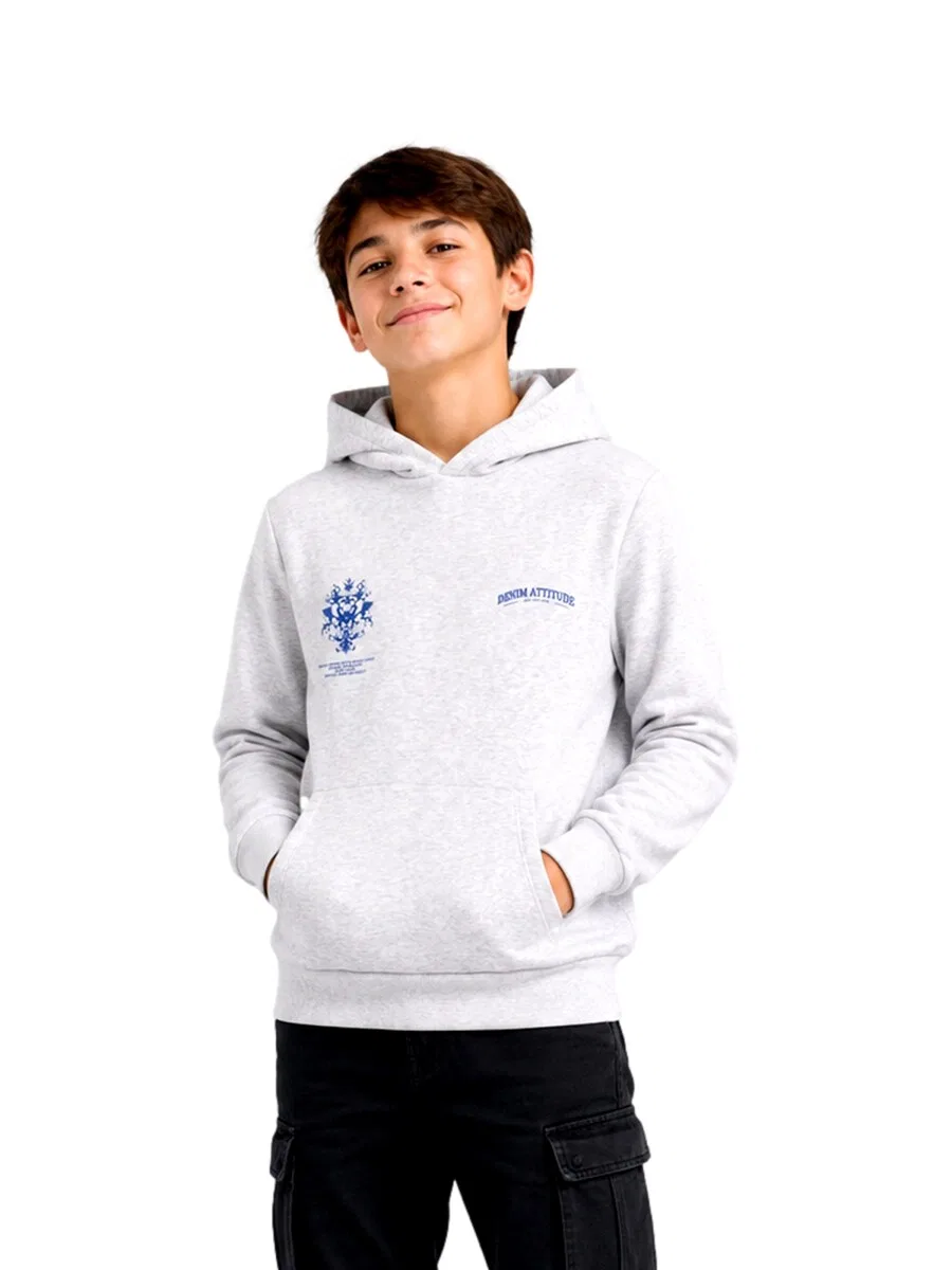 Детская толстовка Jack & Jones Junior 'JJTRADITION' в бело-пятнистом цвете — фото 2