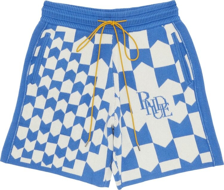 

Шорты Rhude Rhacing Checkered Knit Short 'Ivory/Blue', кремовый
