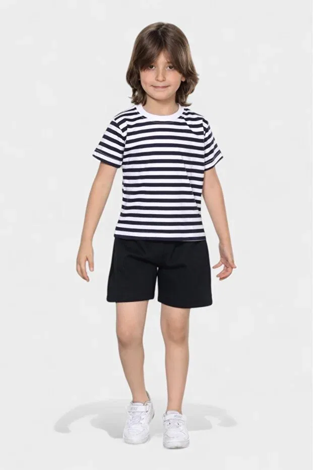 Детские шорты для мальчиков хлопковые Organic cotton combed cotton shorts Pour La Riviere, Navy Blue — фото 3