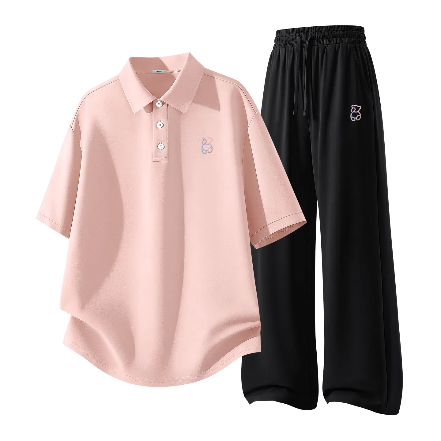 Детский комплект спортивной одежды с принтом MINISO, Nude Pink And Black