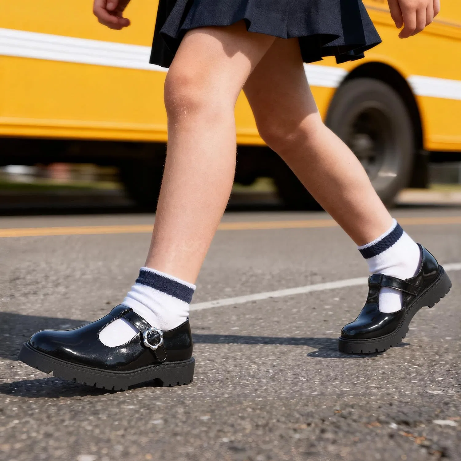 Детские туфли для девочек на платформе Mary Janes MIXIN, Black — фото 2