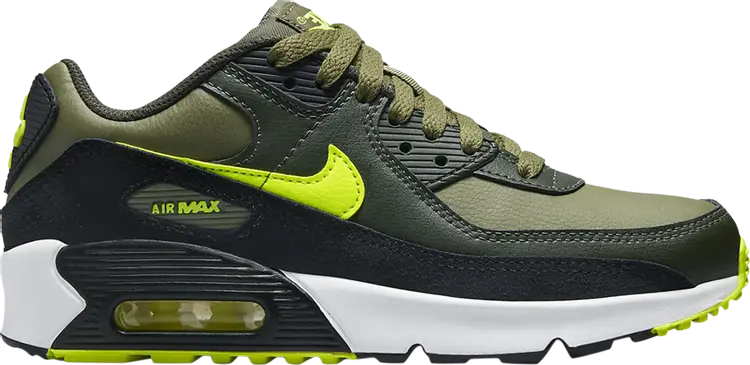 

Кроссовки Nike Air Max 90 Leather GS 'Medium Olive Volt', зеленый