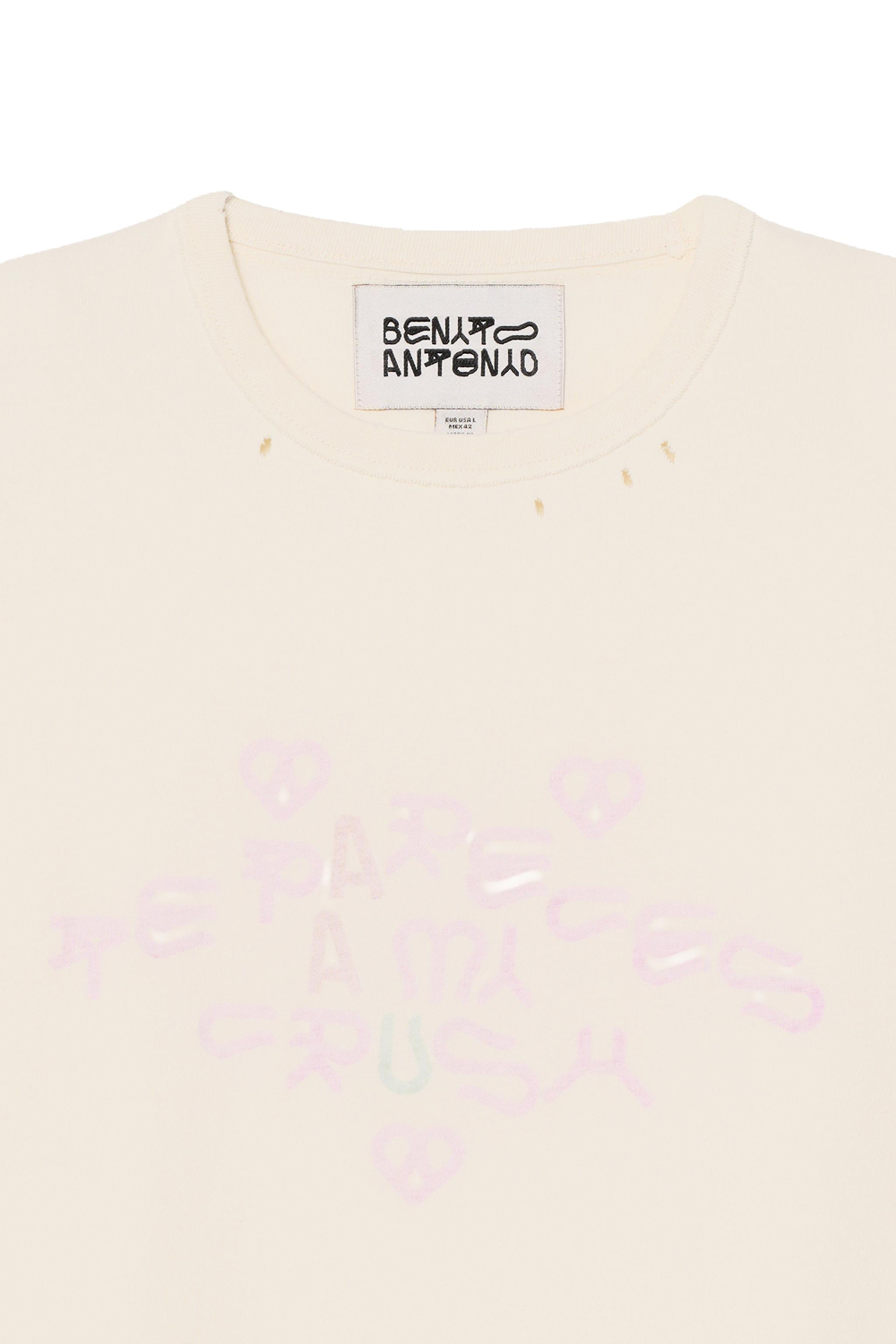 Футболка Zara Benito Antonio Collection Faded Reverse-Effect Crush Slogan, кремовый — фото 4