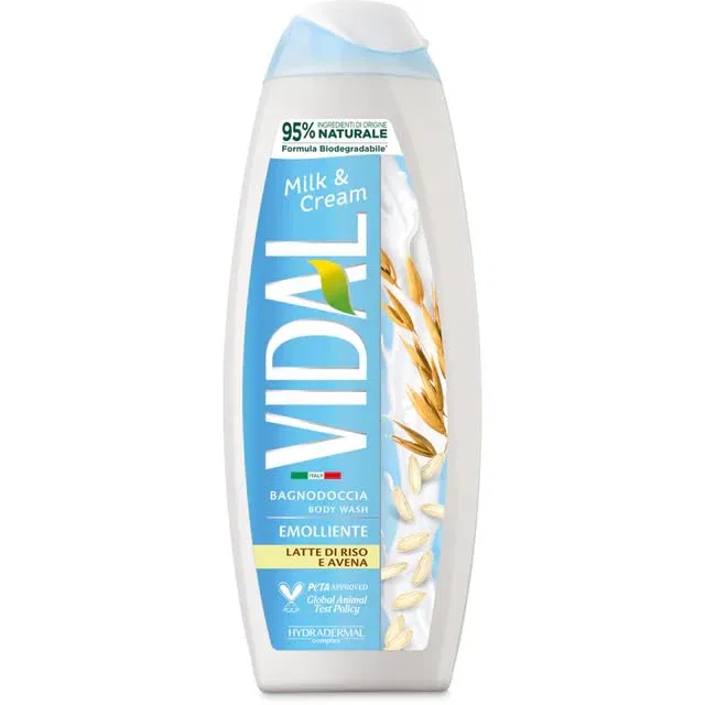 Гель для душа Vidal Bagnodoccia Milk & Cream с рисовым молоком и овсом, 500 мл, 12 шт, Beni Culinari — фото 2