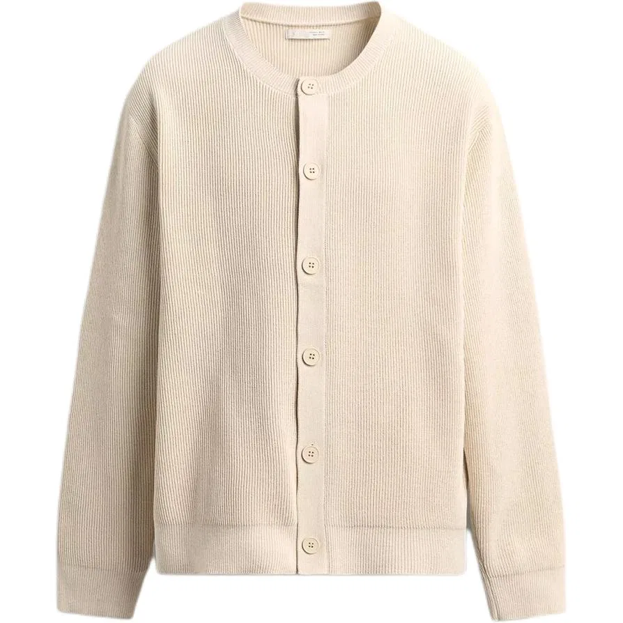 Мужской вязаный кардиган с круглым вырезом Moderate, ZARA, Raw White
