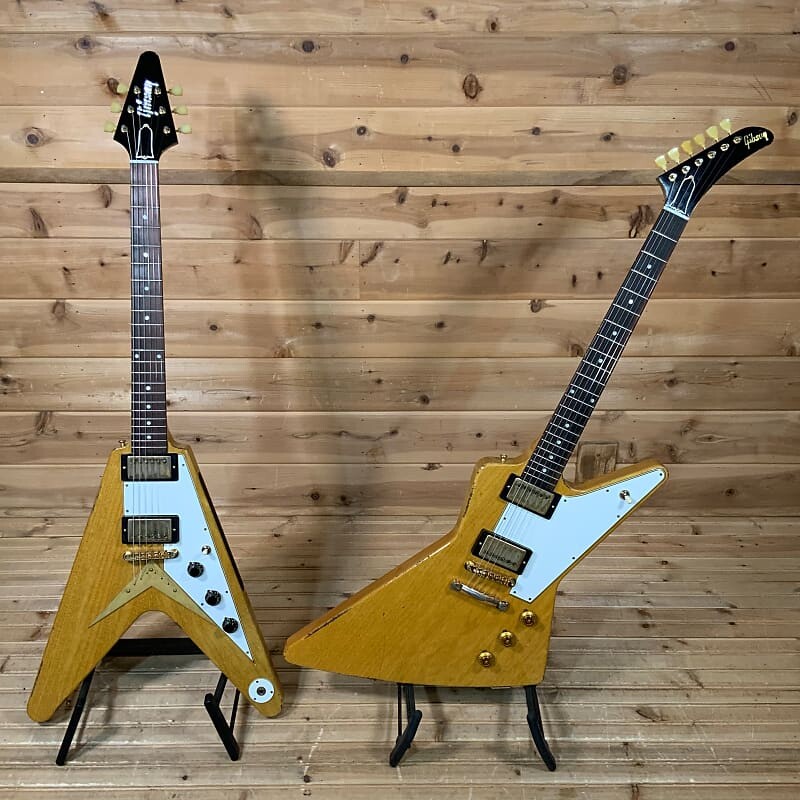 

Gibson Custom Collector's Edition 1958 Korina Explorer/Flying V Brazilian Rosewood Murphy Lab Set