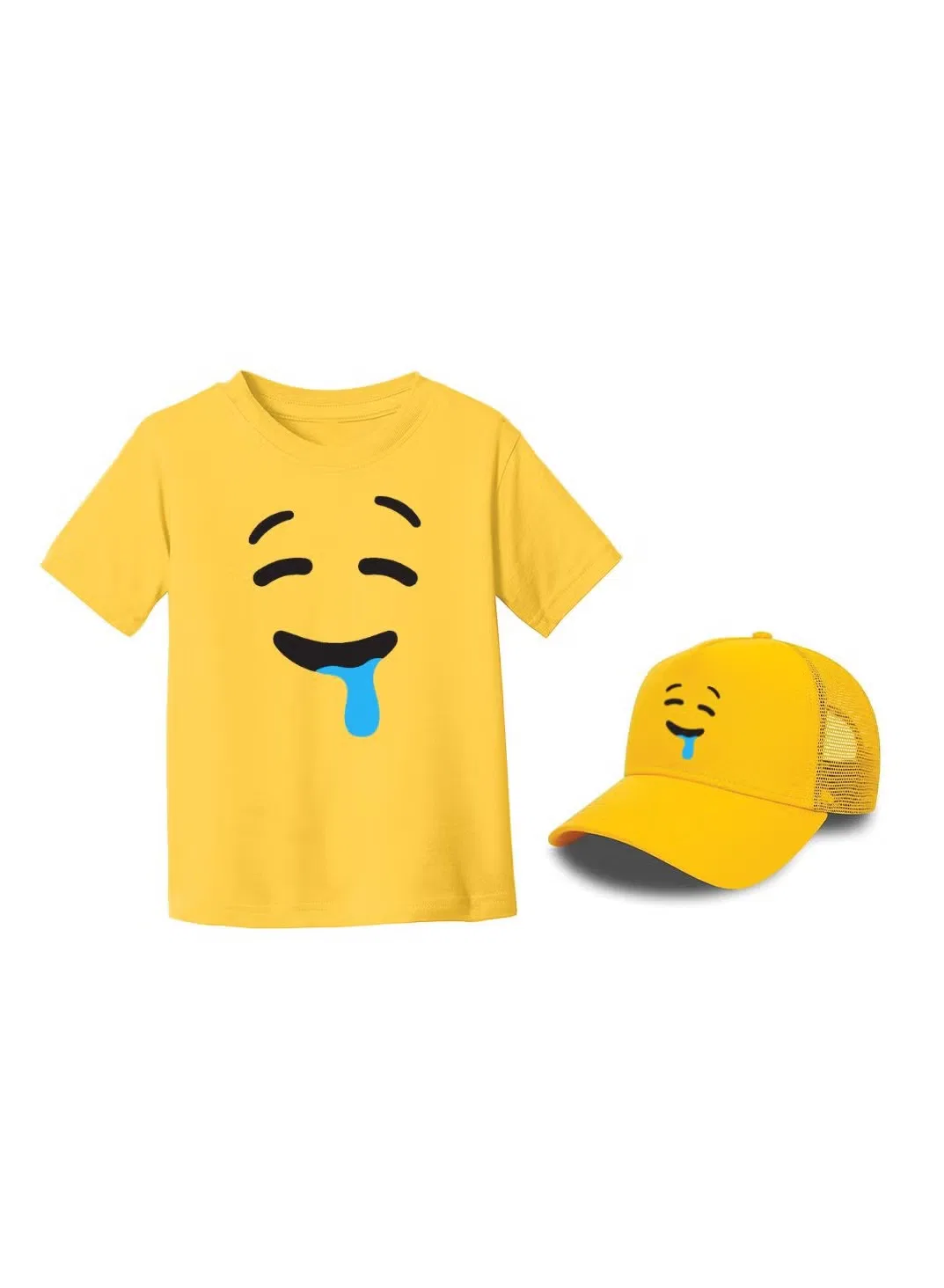 Комплект футболки и кепки с улыбающимся смайликом Printshop4Me, желтый