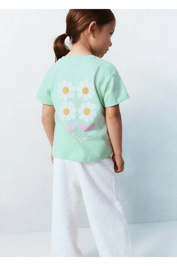 Детская футболка с вышивкой Mango Baby, Water Green — фото 4