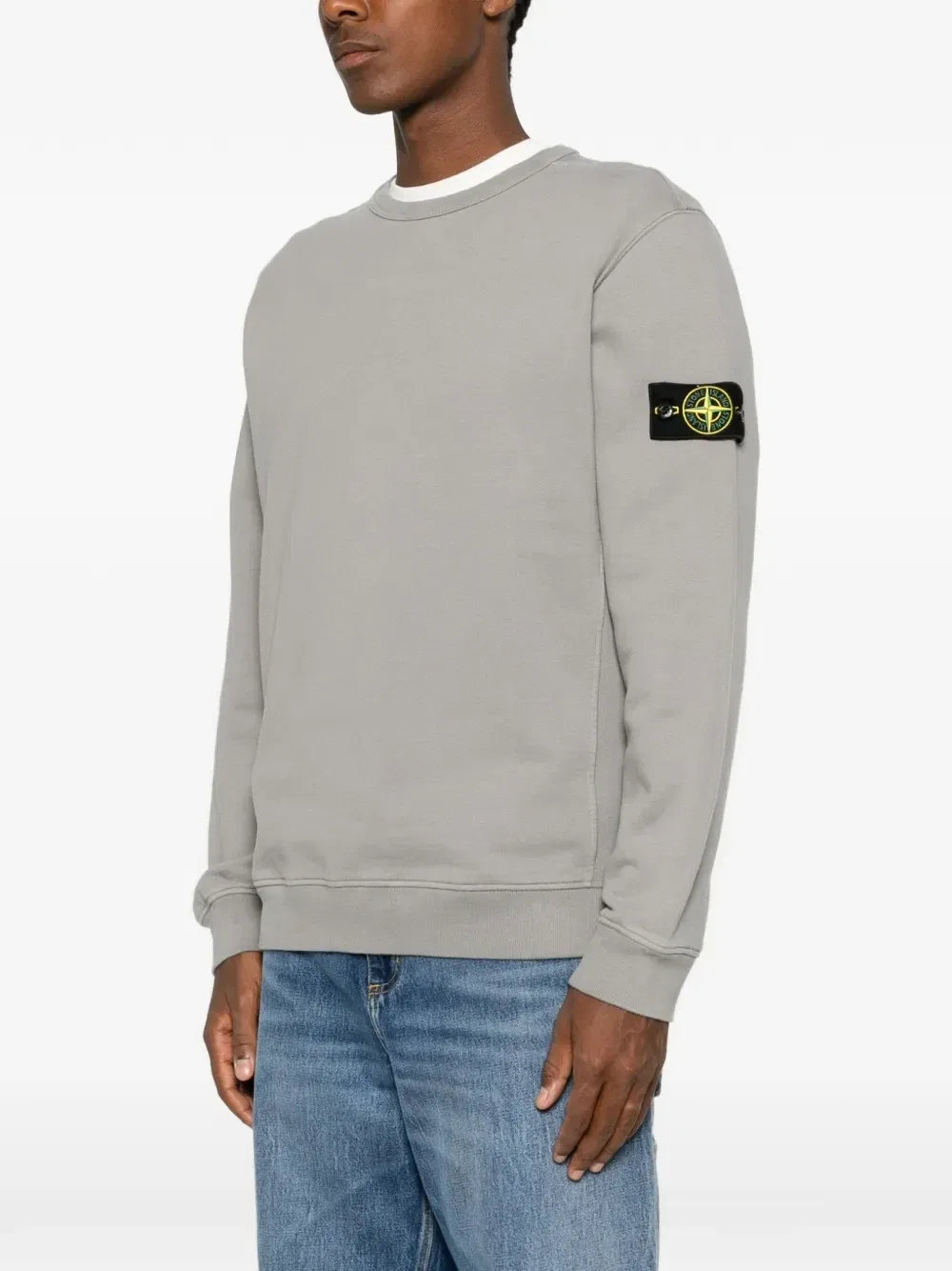 Свитшот с логотипом-нашивкой Stone Island, серый — фото 3