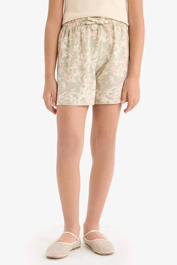 Детские шорты для девочек с принтом Floral patterned viscose shorts for girls Defacto, Green — фото 4