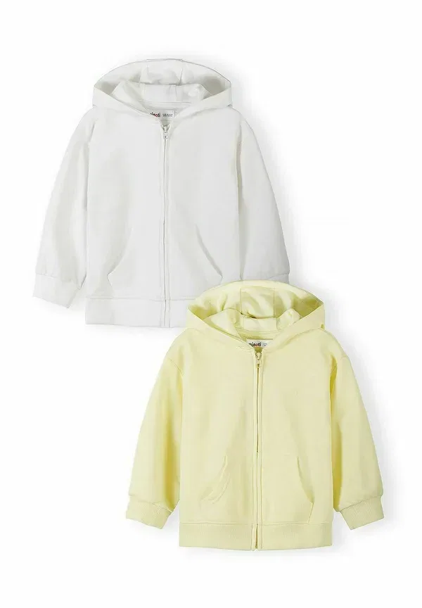 Толстовка на молнии из футера, 2 шт, Minoti, Yellow White, белый/желтый