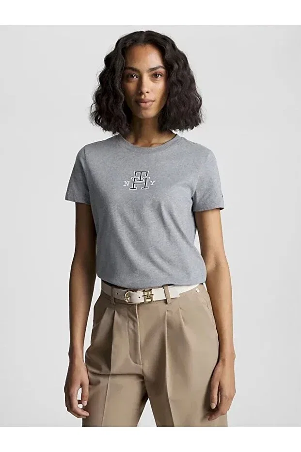 Женская футболка с вышивкой Varsity t-shirt Tommy Hilfiger, Gray