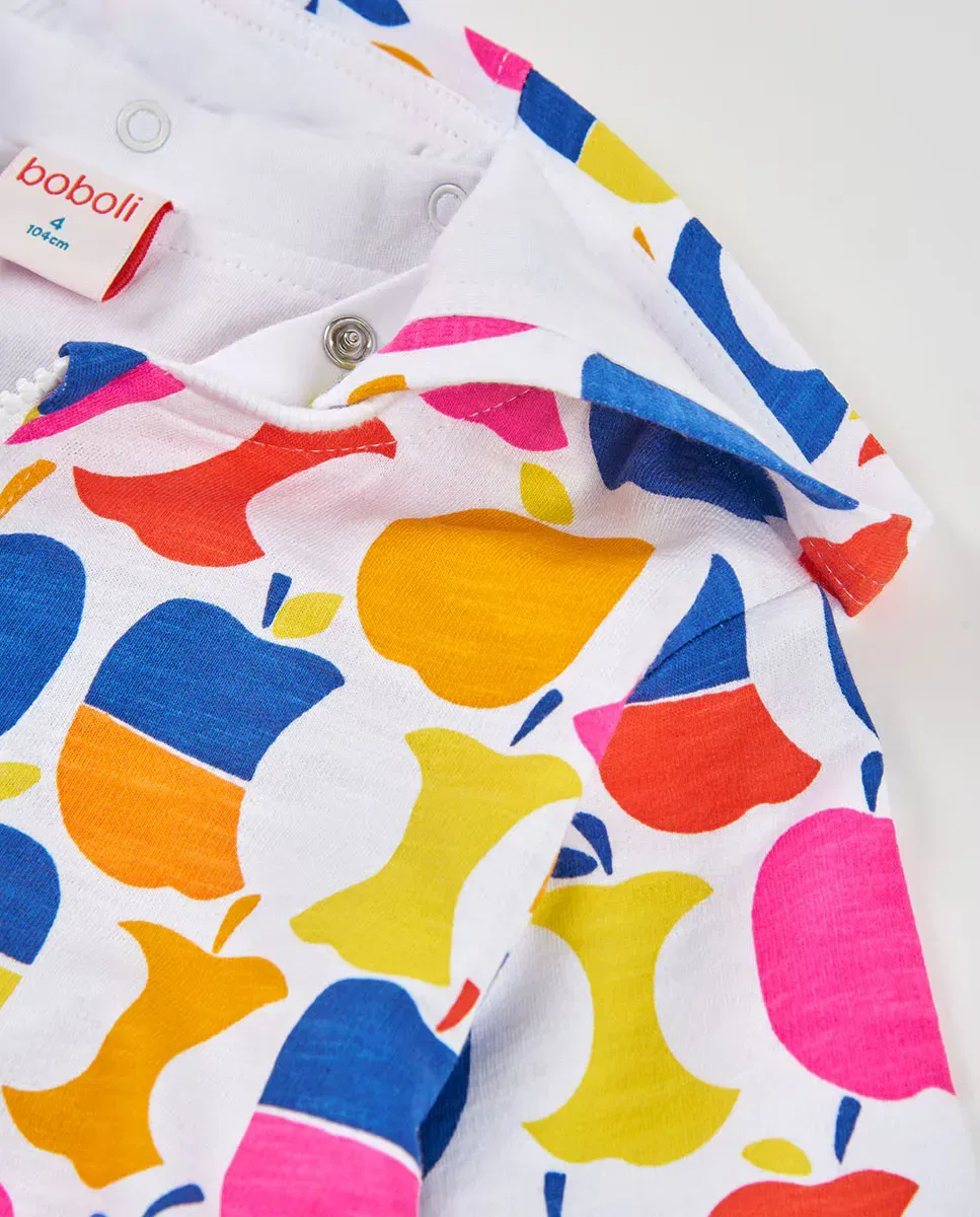 Детская куртка для девочек с принтом Chaqueta felpa manzanas de niña Boboli, Blanco / Azul — фото 2