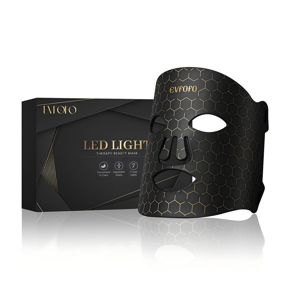 

Светодиодная LED маска для лица EVFOFO, 7 режимов подсветки, ДУ, чёрный