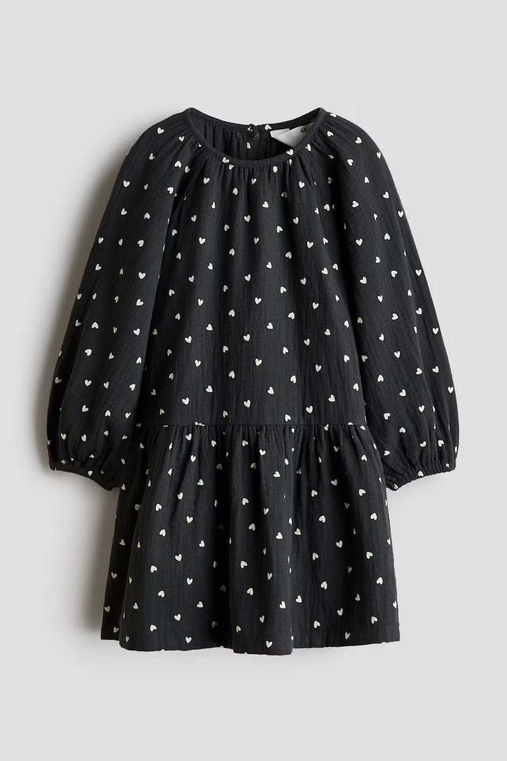 Платье из хлопчатобумажной ткани H&M, Dunkelgrau/Herzen