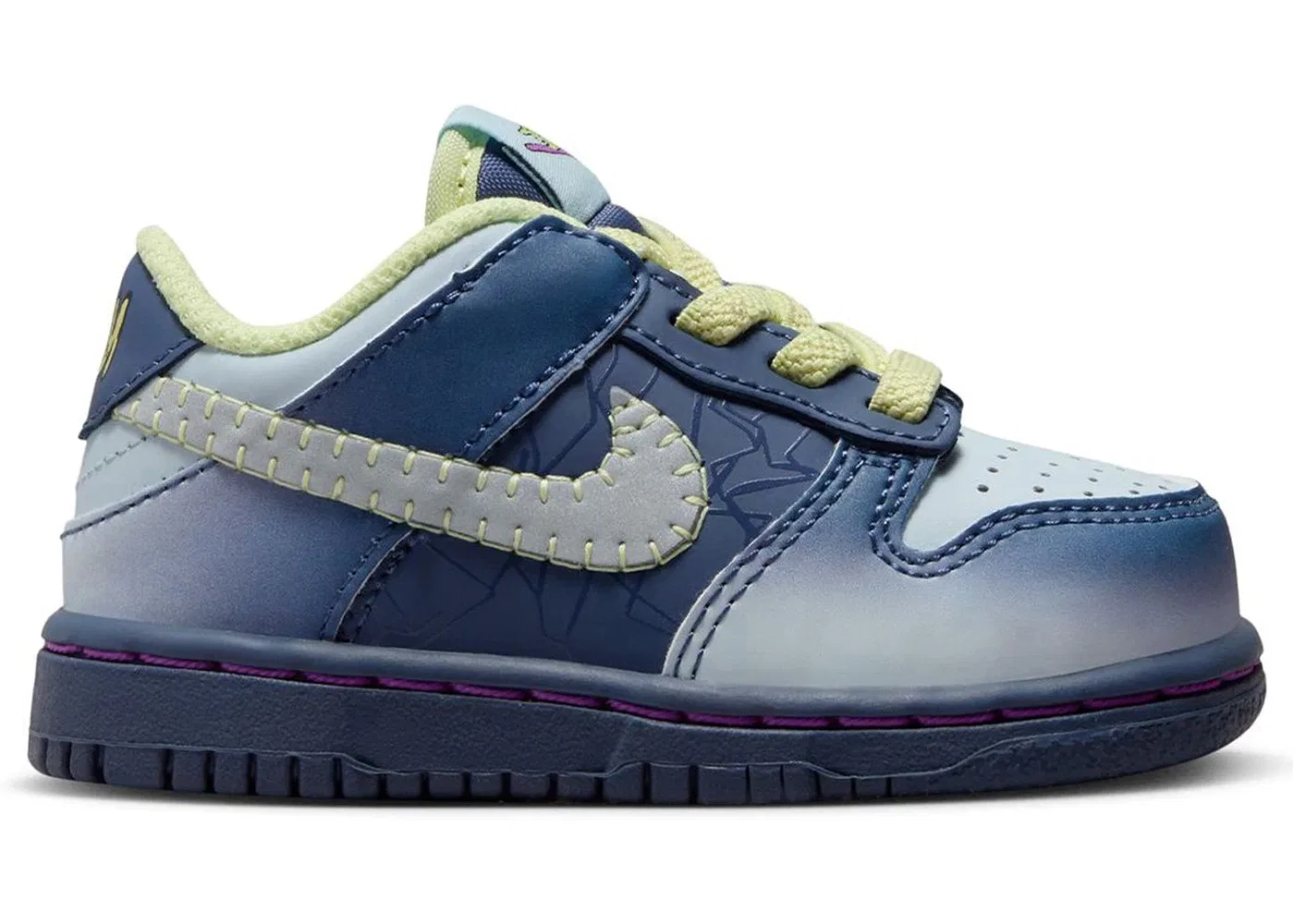 Детские кроссовки Lifestyle Nike Dunk Low, Diffused Blue/Blue Tint/Luminous Green/Fuchsia Dream/Reflective Silver