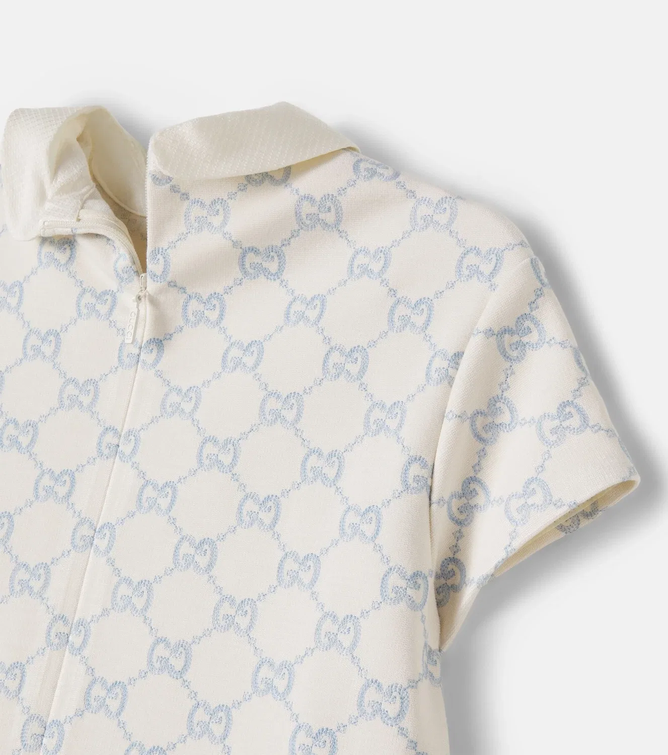 Нарядное платье с жаккардовым узором GG Gucci Kids, Ivory Light Blue — фото 4