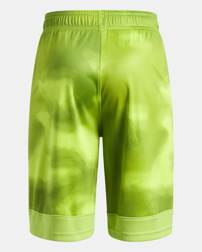 Шорты для мальчиков с внутренним швом 23 см, быстросохнущие, UA Velocity Printed UnderArmour, Green Vibe/Black — фото 2